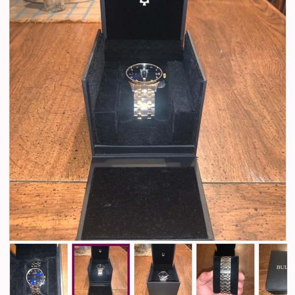 Men’s Bulova watch- two tone (blue face). *Diamond accent as shown - Picture 3 of 6